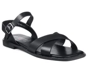 Sandały damskie - Sandały damskie płaskie czarne buty na lato S.Barski KV27-003-37 - miniaturka - grafika 1