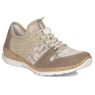 Półbuty damskie - Rieker Sneakersy półbuty damskie ażurowe Beige beżowe-36 - miniaturka - grafika 1