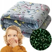 Koce i narzuty dla dzieci - KOC ŚWIECĄCY W CIEMNOŚCI 150X200 MOTYLKI MIĘKKI MIŁY PLED DLA DZIECI GLOW - miniaturka - grafika 1