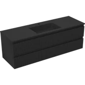 Szafki łazienkowe - Mexen Rivel szafka łazienkowa 140 cm z umywalką Otis, 2 szuflady, ryflowana , czarna mat - 91A20-14047-2-BFF71-W18M71 - miniaturka - grafika 1