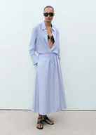 Spódnice - MANGO - Spódnica bawełniana o rozszerzanym kroju błękitny - L - Kobieta - miniaturka - grafika 1