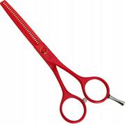 Nożyczki fryzjerskie - Fox Color, degażówki fryzjerskie, czerwone 5.5” - miniaturka - grafika 1