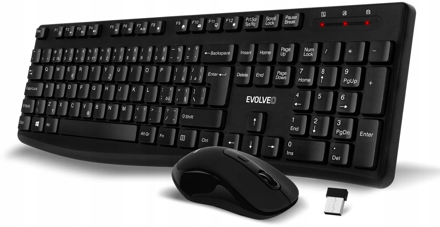 Evolveo EVOLVEO Zestaw klawiatury i myszy K1050 Bezprzewodowe 2.4GHz CZ+SK czarny K1050-BK-CZ