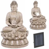 Fontanny ogrodowe - Fontanna kaskada ogrodowa solarna z oświetleniem LED budda 2 W - miniaturka - grafika 1