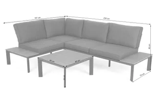 Narożnik ogrodowy aluminiowy Nicea Dark Grey / Grey - Sofy ogrodowe - miniaturka - grafika 9