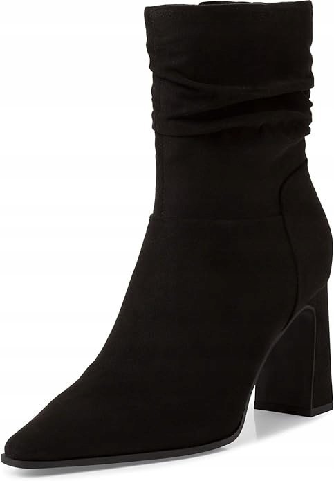 MARCO TOZZI CZARNE BOTKI Z MARSZCZONĄ CHOLEWKĄ I SŁUPKIEM 37 J0A