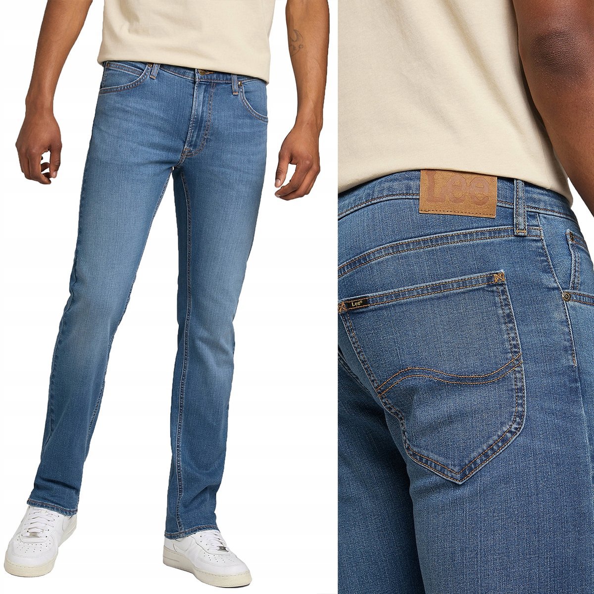 Lee DAREN Mid Worn In DżINS proste ciemne męskie spodnie jeansowe W38 L34