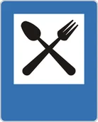 Wyposażenie miejsc publicznych - Znak drogowy informacyjny D-28 Restauracja - miniaturka - grafika 1