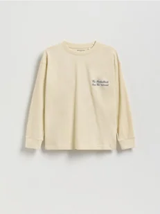 Reserved - Bawełniany longsleeve z nadrukiem - złamana biel - Bluzki dla chłopców - miniaturka - grafika 1