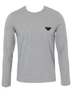 Koszulki męskie - Emporio Armani Męski T-shirt z logo Rubber Pixel, jasnoszary melanżowy, L - miniaturka - grafika 1