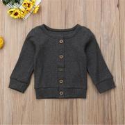 Bluzki dla niemowląt - Slowmoose Newborn Baby Knit Long Sleeve Autumn Sweter, Casual Tops Ubrania Szary 24M - miniaturka - grafika 1