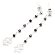 Kolczyki - Srebrne kolczyki koniczyna onyks - miniaturka - grafika 1