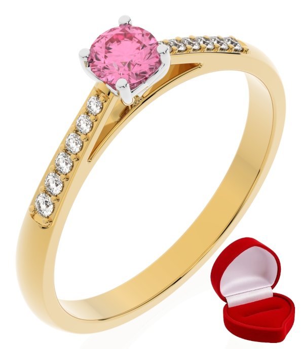 ZŁOTY PIERŚCIONEK ZARĘCZYNOWY 585 14k SZAFIR 0,24 ct + PUDEŁKO R6