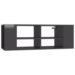 vidaXL Wisząca szafka pod TV, szara, wysoki połysk, 102x35x35 cm - Szafki RTV - miniaturka - grafika 1