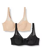 Biustonosze - DIM Damski biustonosz z fiszbinami (2 sztuki), Wielokolorowy (nowa skóra/czarny 89 m), 90C - miniaturka - grafika 1