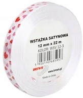 Pasmanteria - BREWIS Wstążka satynowa 12mmx22m serca biała Brewis 3 - miniaturka - grafika 1