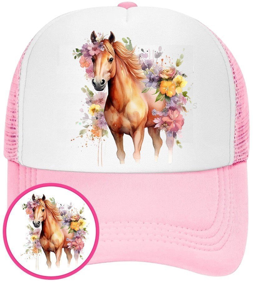 Czapka z Daszkiem Konie Koń Różowa z Nadrukiem Lato Siatka Bejsbolówka