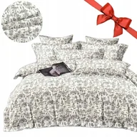 Pościel - Pościel 160x200 bawełna satynowa dwustronna gruba 3 el 4289 kwiaty czarne - miniaturka - grafika 1