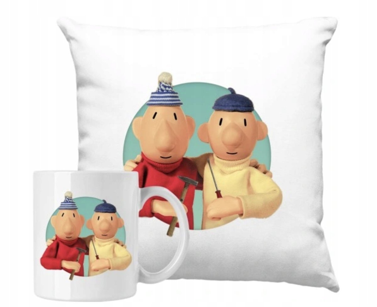 ZESTAW PODUSZKA + KUBEK Prezent SĄSIEDZI PAT I MAT SĄSIADY MEM + IMIĘ 18