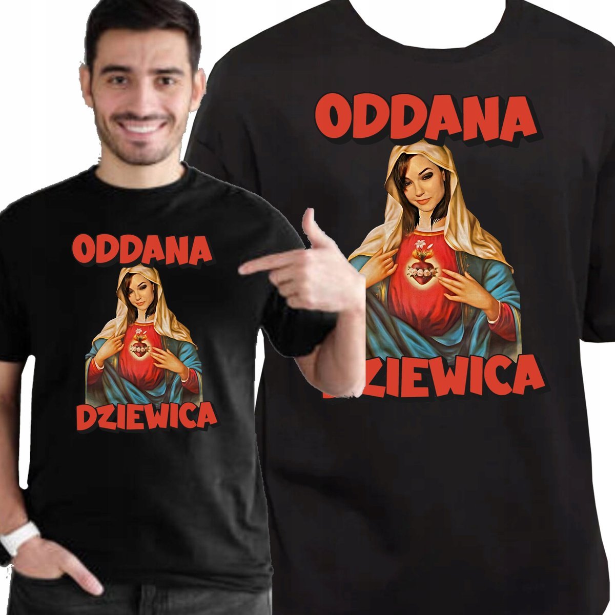 xŚMIESZNA KOSZULKA SASHA GREY ODDANA DZIEWICA GRAY MARYJA XXL 3470 CZARNA