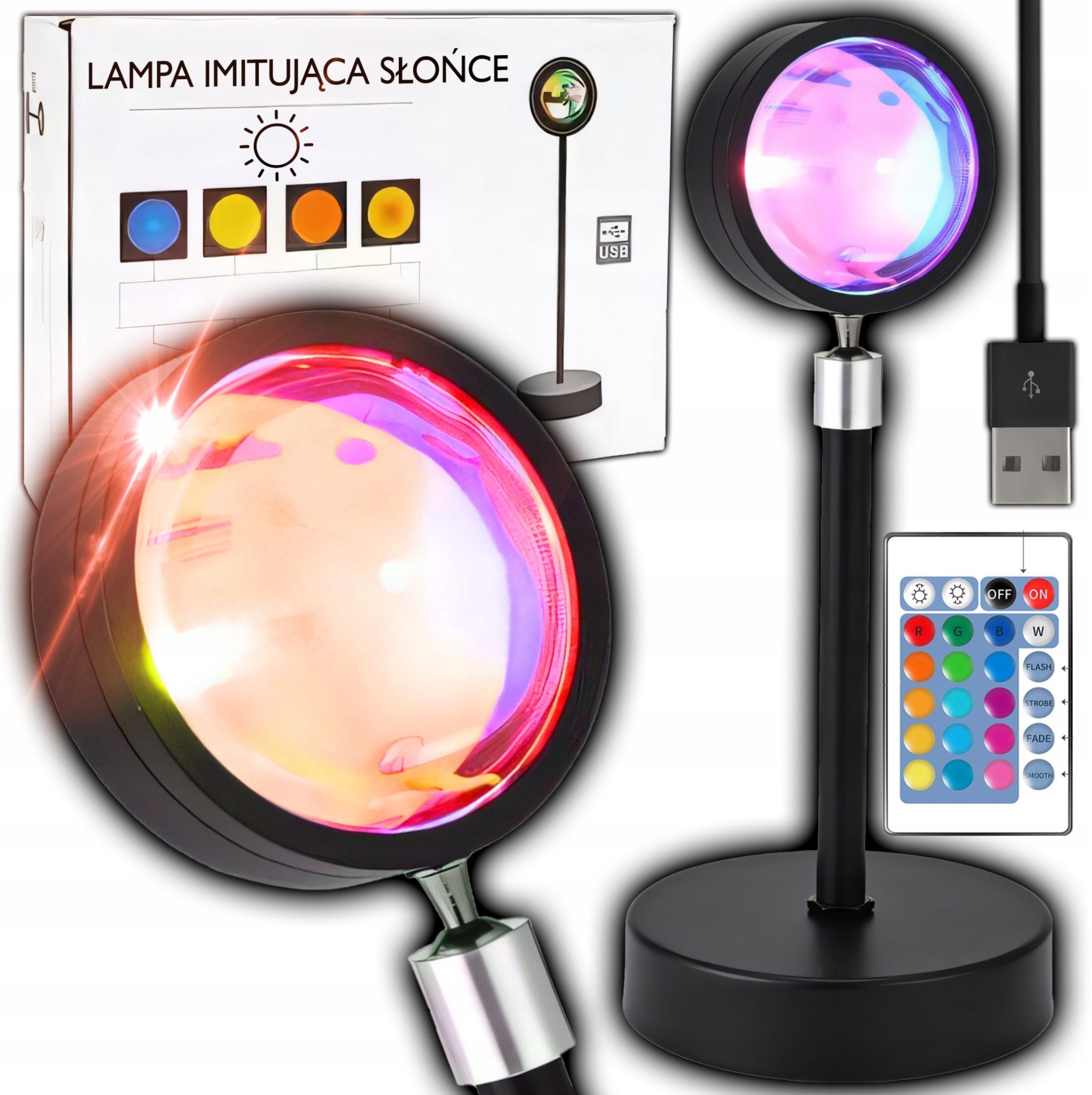Lampka biurkowa Retoo LAMPA ZACHÓD SŁOŃCA Sunset Lamp Projektor Imitująca Słońce