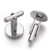 Spinki do mankietów i krawatów - [31707] Bazy spinek do mankietów stal nierdzewna na kaboszon 14mm - miniaturka - grafika 1