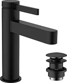 Baterie umywalkowe - Hansgrohe 76023670 Finoris Jednouchwytowa bateria umywalkowa 110 z kompletem odp$190ywowym Push-Open czarny matowy - miniaturka - grafika 1