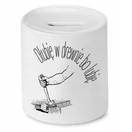 Skarbonki - SKARBONKA PREZENT DLA STOLARZA DŁUBIE W DREWNIE z Nadrukiem ze Zdjęciem - miniaturka - grafika 1