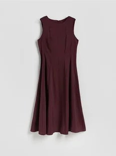 Reserved - Sukienka midi z modalem - bordowy - Sukienki - miniaturka - grafika 1