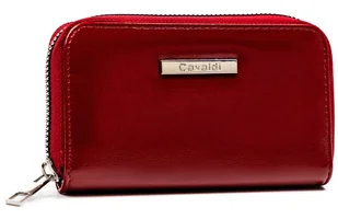 Pojemny portfel damski z brelokiem do kluczy skóra ekologiczna Cavaldi, czerwony - Portfele - miniaturka - grafika 1