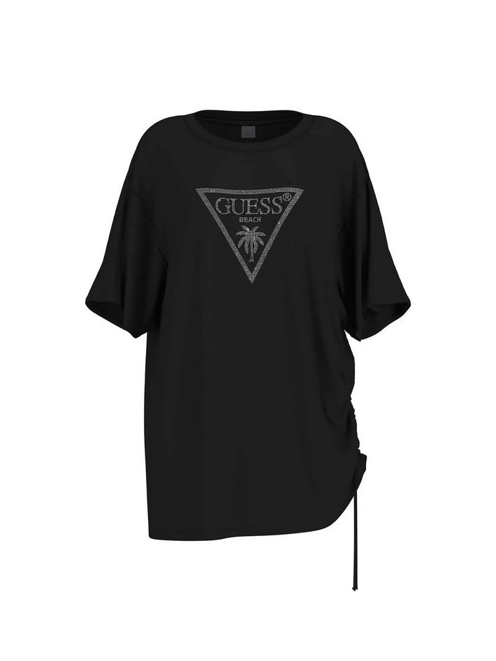 T-shirt con triangolo di strass damskie czarny
