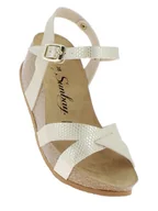 Sandały damskie - Sunbay Sandały "Pivoine" w kolorze srebrnym na koturnie - miniaturka - grafika 1