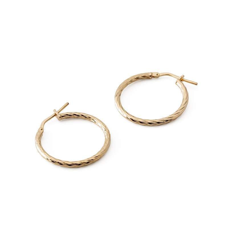 Diamentowane Kolczyki Koła Z Zapięciem : Srebro - Kolor Pokrycia - Pokrycie Żółtym 18K Złotem