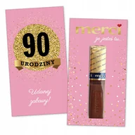 Bombonierki i czekoladki - 10x PODZIĘKOWANIA NA 90 URODZINY DLA GOŚCI merci lat - premium - RÓŻOWY - miniaturka - grafika 1