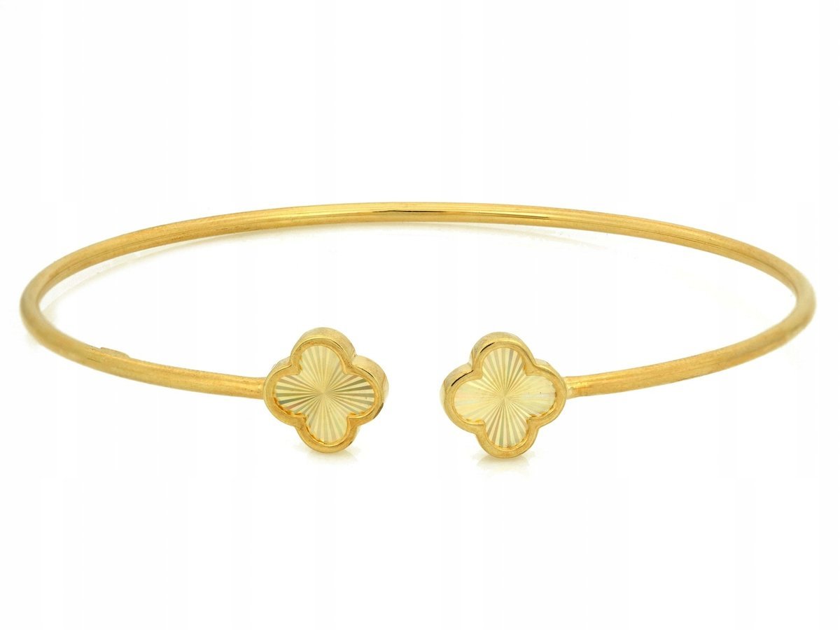 Bransoletka złoto r17 sztywna bangle 585 promienistymi KWIATKAMI 3.33g