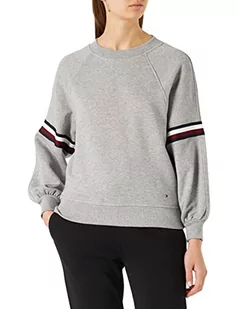 Tommy Hilfiger Damska bluza REG Global Stripe 7/8, jasnoszara HTR, 3XL - Bluzy damskie - miniaturka - grafika 1