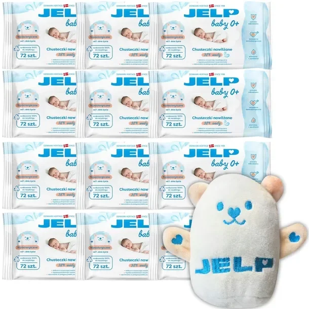 Jelp baby 0+ water chusteczki nawilżane 12 x 72 szt. 98% wody