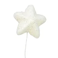 Ozdoby bożonarodzeniowe - [680645]Gwiazdki brokatowe drucik 4,5cm 6szt białe srebrny brokat - miniaturka - grafika 1