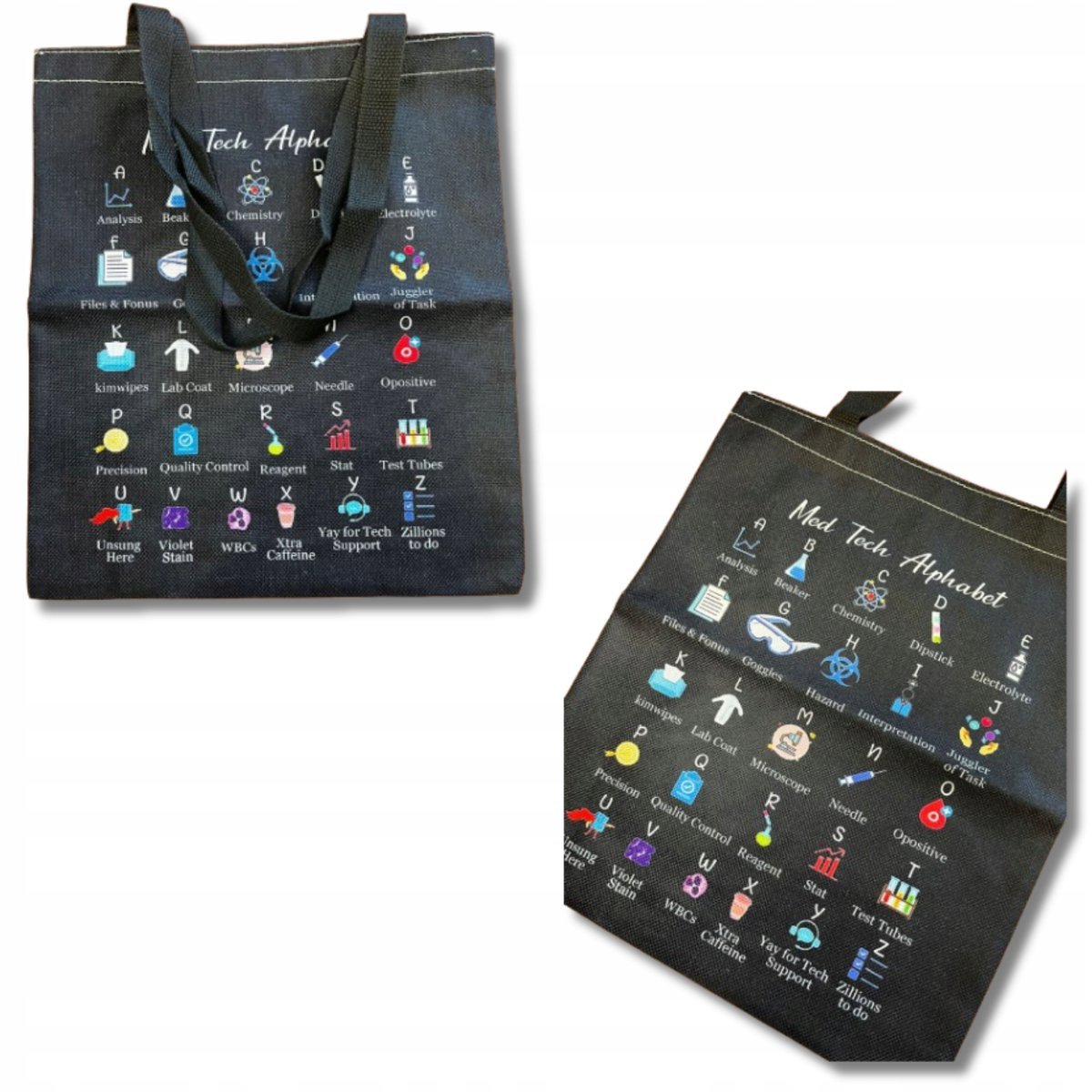 Materiałowa Torba Na Ramię Z Motywem Medycznym Czarna 40x35cm