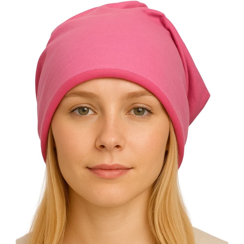 Czapka Damska Beanie Włoska Cienka Smerfetka Jednolita Różowa