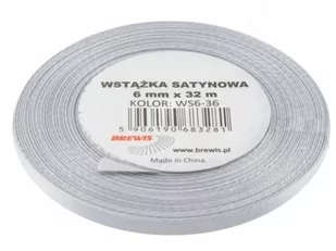 Brewis Wstążka dekoracyjna satynowa 6mmx32m stalowa 36 - Pasmanteria - miniaturka - grafika 1