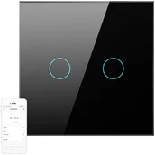 Sterowniki i przekaźniki - Dotykowy Włącznik Światła WiFi Avatto TS02-EU-B2 Podwójny TUYA (czarny) - miniaturka - grafika 1