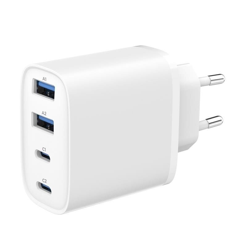 Ładowarka Gembird GEMBIRD Szybka ładowarka GaN USB PowerDelivery 4-portowa 2xUSB-C + 2x USB-A 40 W biała TA-UC-2A2C-PD40-01-W