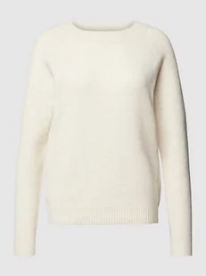 Sweter z dzianiny z okrągłym dekoltem model ‘DOFFY’ - Swetry damskie - miniaturka - grafika 1