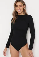 Bluzki damskie - Czarne Body z Długimi Rękawami i Modnym Marszczeniem Garolina - miniaturka - grafika 1