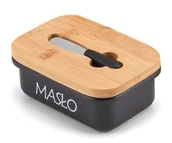 Inne naczynia kuchenne - MASELNICZKA STALOWA Z NOŻYKIEM DO SMAROWANIA E-6132 - miniaturka - grafika 1