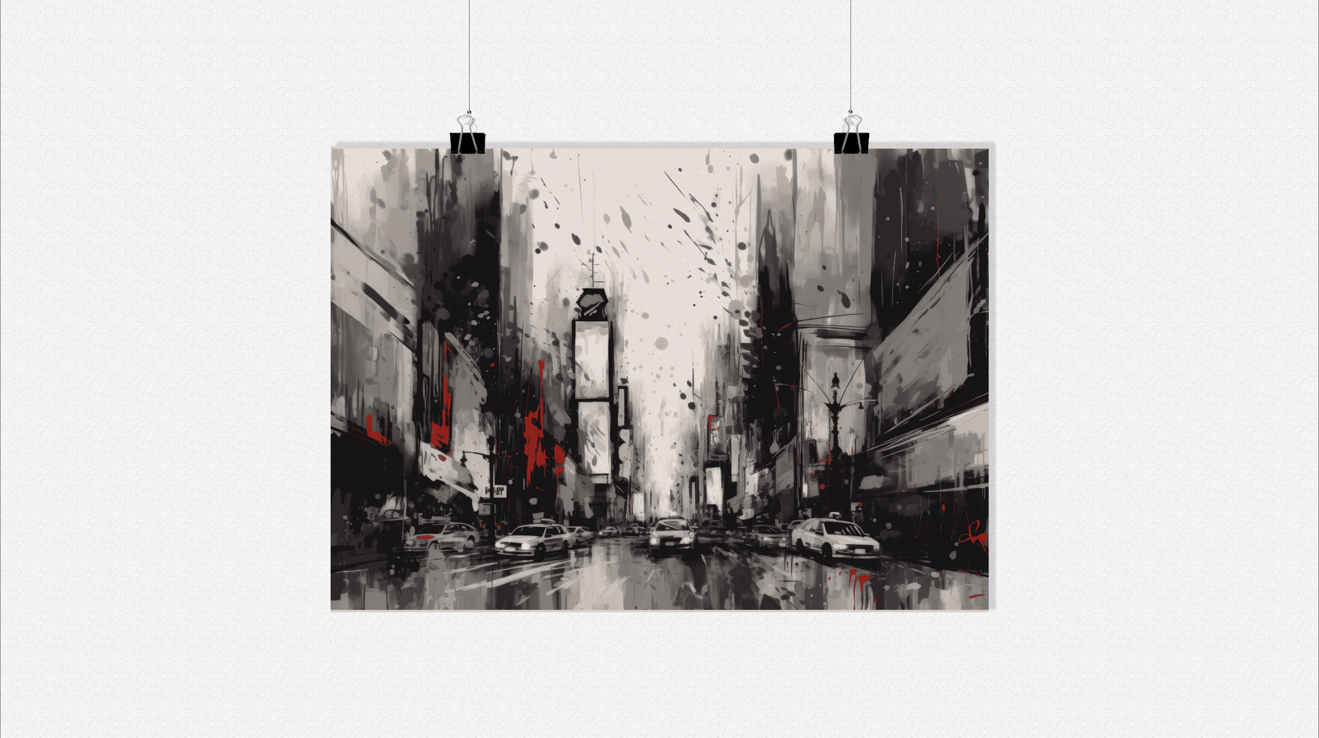 Plakat Nowy Jork - Plakat Times Square - Czerwony abstrakcyjny plakat - 91x61cm - Idealny do oprawienia w ramę