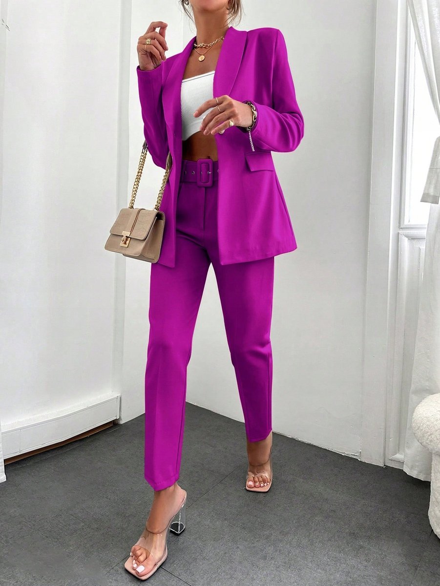 SHEIN ELEGANCKIE SPODNIE CYGARETKI RÓŻOWE DO GARNITURU S 1MA