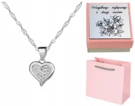 Naszyjniki - Srebrny naszyjnik 925 serce z cyrkoniami GRAWER - miniaturka - grafika 1