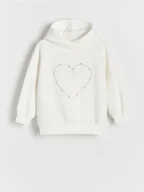 Bluzki dla dziewczynek - Reserved - Bluza z aplikacją - złamana biel - miniaturka - grafika 1